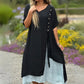Kurzarmkleid aus Baumwollleinen mit lockerer Passform