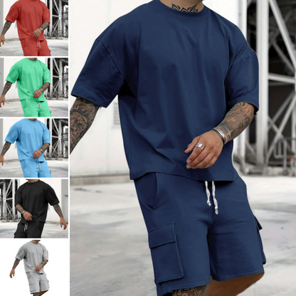 👕 51% RABATT! 🔥 Set aus Freizeit-T-Shirt mit Kurzen Ärmeln & Shorts für Herren – Bequemer Schnitt, Leichter Stoff & Perfekt Für Warme Tage ☀️