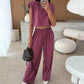 🌸New Arrival 50%OFF💖 Women's Casual Cropped Top & Full-Length Pants Set