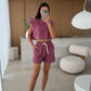 Women’s Casual Shoulder Pad Tank & Shorts Set