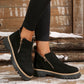 🥾 Promo 50 % – Damenschuhe trendig und komfortabel, runde Spitze mit Zip 🌟