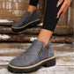 🥾 Promo 50 % – Damenschuhe trendig und komfortabel, runde Spitze mit Zip 🌟