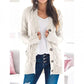 Lässige Damen-Strickjacke für Herbst mit langen Ärmeln, Knopfleiste und offenem Vorderteil