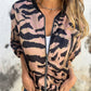 Damen-Bomberjacke mit Zebra-Print und Reißverschluss für den Herbst