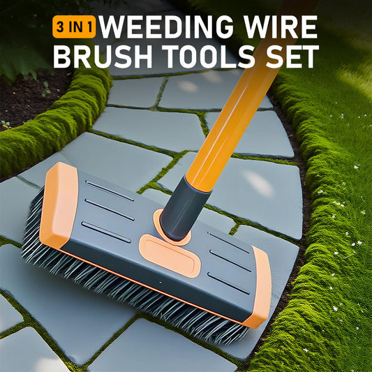 🌿 LIMITIERTES ANGEBOT 50% RABATT! ✨ 3-in-1 Unkrautbürsten-Set – Verlängerbar, Robuste Borsten, Vielseitig 🔧
