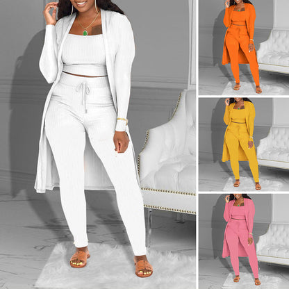 💃LETZTER TAG IM ANGEBOT – 60 % RABATT🔥Lässiges 3-teiliges Strickset – Cropped Top, Cardigan & Hose💞