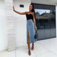 Stilvoller Denim-Bodycon-Rock mit Knopfleiste und Schlitz