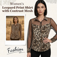 Damenbluse mit Leopardenmuster und kontrastierendem Mesh-Einsatz