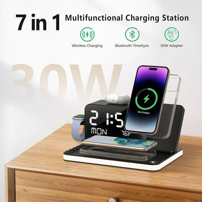 🔋⚡ 7-in-1 Kabellose Ladestation 📱🎧 Für Smartwatch, Kopfhörer & Smartphone – Alle Geräte gleichzeitig laden. Kein Kabelchaos, volle Kompatibilität.