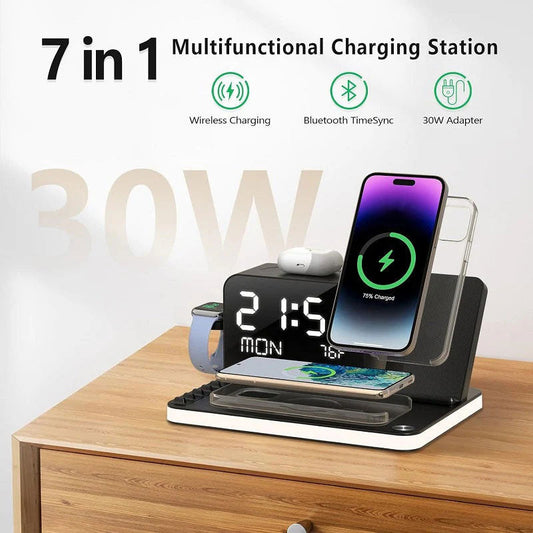 🔋⚡ 7-in-1 Kabellose Ladestation 📱🎧 Für Smartwatch, Kopfhörer & Smartphone – Alle Geräte gleichzeitig laden. Kein Kabelchaos, volle Kompatibilität.