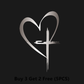 Glitter Heart Cross Car Decal Sticker