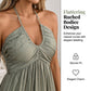 Halter Neck Ruched Bust Tiered Mini Dress