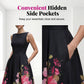 Elegantes, ärmelloses Midikleid in A-Linie mit Blumenmuster