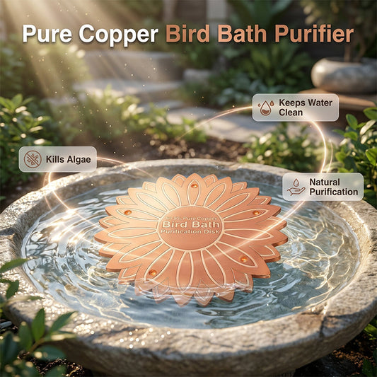 🔥50% Rabatt！！ 🌻 Vogelbad Reiniger aus 99,9% Reinkupfer – natürliche Algenverhinderung, ohne Chemie – einfach einlegen – Sonnenblumen-Design für deinen Garten