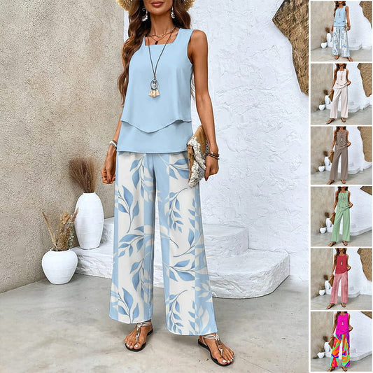 🎯 50 % RABATT – LOOK DES TAGES! Passendes Damen-Outfit – Set aus weit fallender Hose und Trägertop ✨🌸 【Jetzt zugreifen】