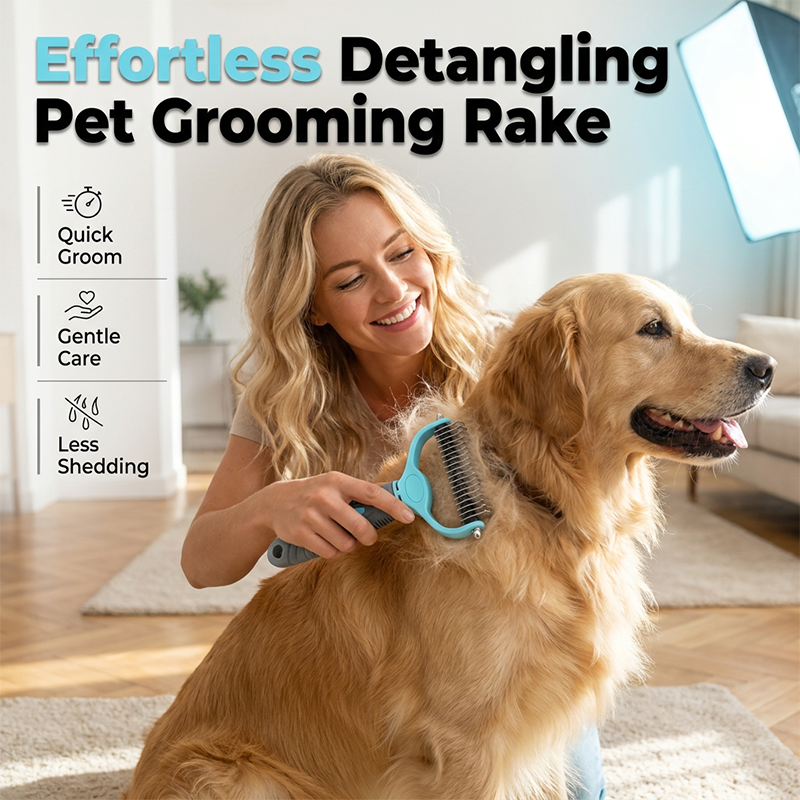 Dual-Sided Pet Grooming Rake for Dogs & Cats – neugebo
