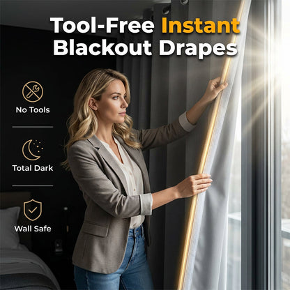 Drill-Free Velcro Blackout Curtain