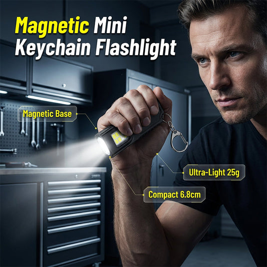 Mini-Schlüsselanhänger-Taschenlampe mit Magnetfuß