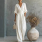 🌍 Damen V-Ausschnitt Hochtaillierter Weitbein-Jumpsuit