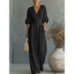 🌍 Damen V-Ausschnitt Hochtaillierter Weitbein-Jumpsuit