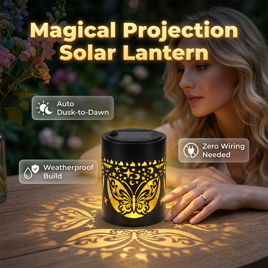 🎁🌙 50% RABATT! Dekorative Solar-Außenlampe – Schattenprojektion, automatischer Dämmerungssensor, wetterfest – perfekt für jeden Abend. ✨🌸