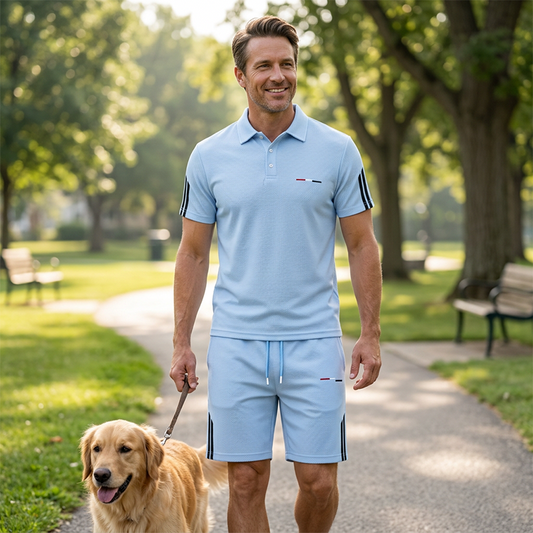 👕 2-teiliges Freizeit-Set für Herren – Kurzarm-Oberteil & Shorts, atmungsaktiv, bequem & vielseitig für Alltag, Sport & Reisen ☀️🩳