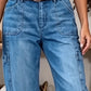 ⏳ Letzter Tag: 50 % Rabatt🔥 Damen 3/4 Cargo Jeans ✨ Lässige elastische verkürzte Jeans für Alltag & Freizeit