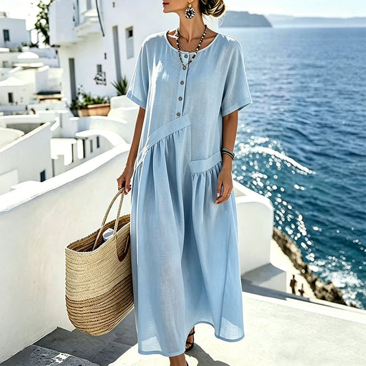 💎 Der Sommerhit 2026 – der Wahnsinn! 👗Maxikleid für Damen mit Knopfleiste und kurzen Ärmeln