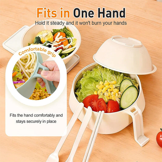❄️Sommerfrische 50 % Rabatt!🍜6-teiliges Ramen-Schüssel-Set mit Deckel & Sieb – Mikrowellengeeignete Nudelschüssel mit Besteck für Suppe, Salat & Meal Prep