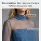 👗 Lantern Sleeve Faux Collar Denim Kleid – femininer Look mit Fake-Kragen, weiten Ärmeln & figurschmeichelndem Denim-Schnitt